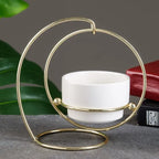 Gold And Black Metal Hanging Planter Stand Withceramic Pot