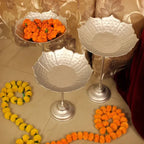 Green And Gold Silver Tone Decorative Flower Display Stands