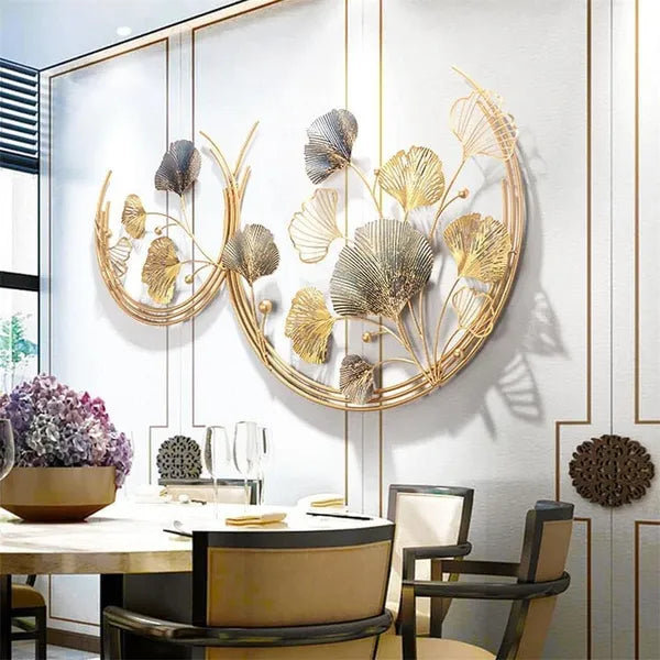 Gold Ginkgo Leaf Metal Wall Art Decor