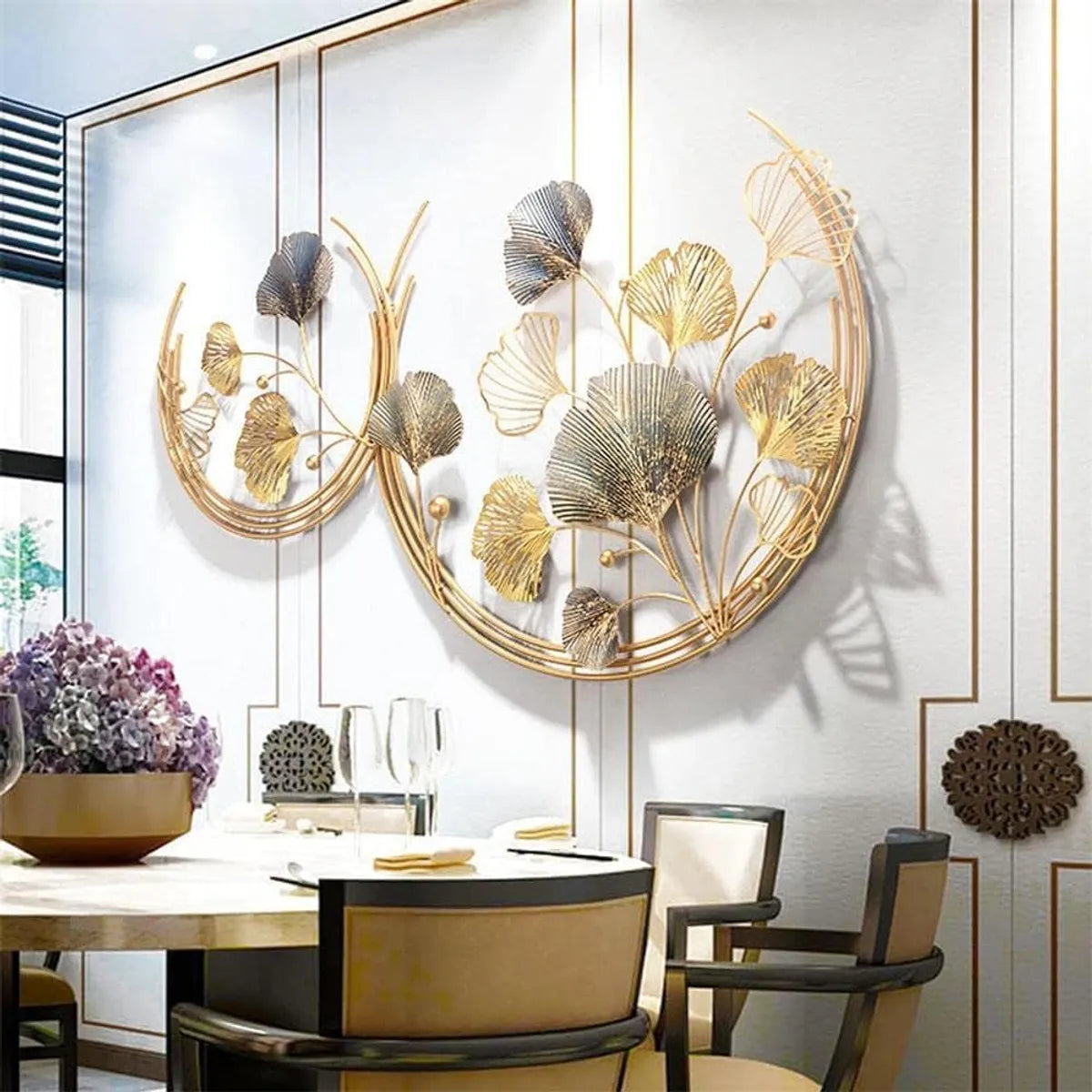 Gold Ginkgo Leaf Metal Wall Art Decor