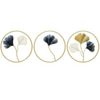Gold And Black Decorative Metal Ginkgo Leaf Wall Art & Circular Frames