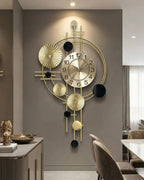 Gold And Black Modern Decorative & Wall Clock With Ornamental Design