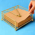 Gold Wire Napkin Holder With Coaster