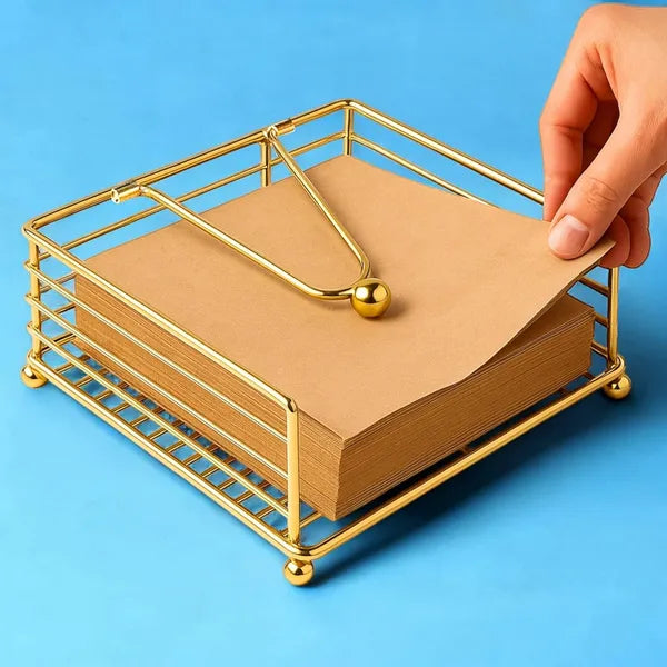 Gold Wire Napkin Holder With Coaster