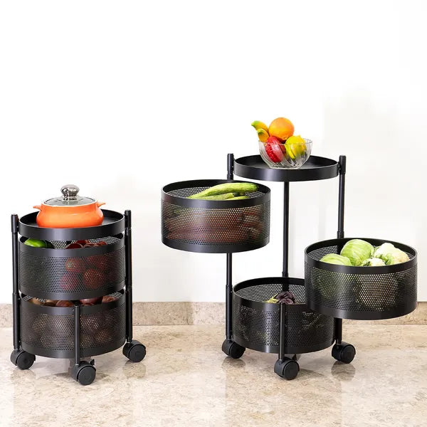 Gold And Teal Tier Rolling Storage Cart With Mesh Baskets And Metal Organizer With Wheels