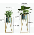 Banjara Decor Gold And Green Modern Minimalist Metal Plant Stand With Ceramic Pot