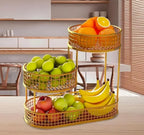 Gold Tierwire Fruit Basket Stand With Oval Base