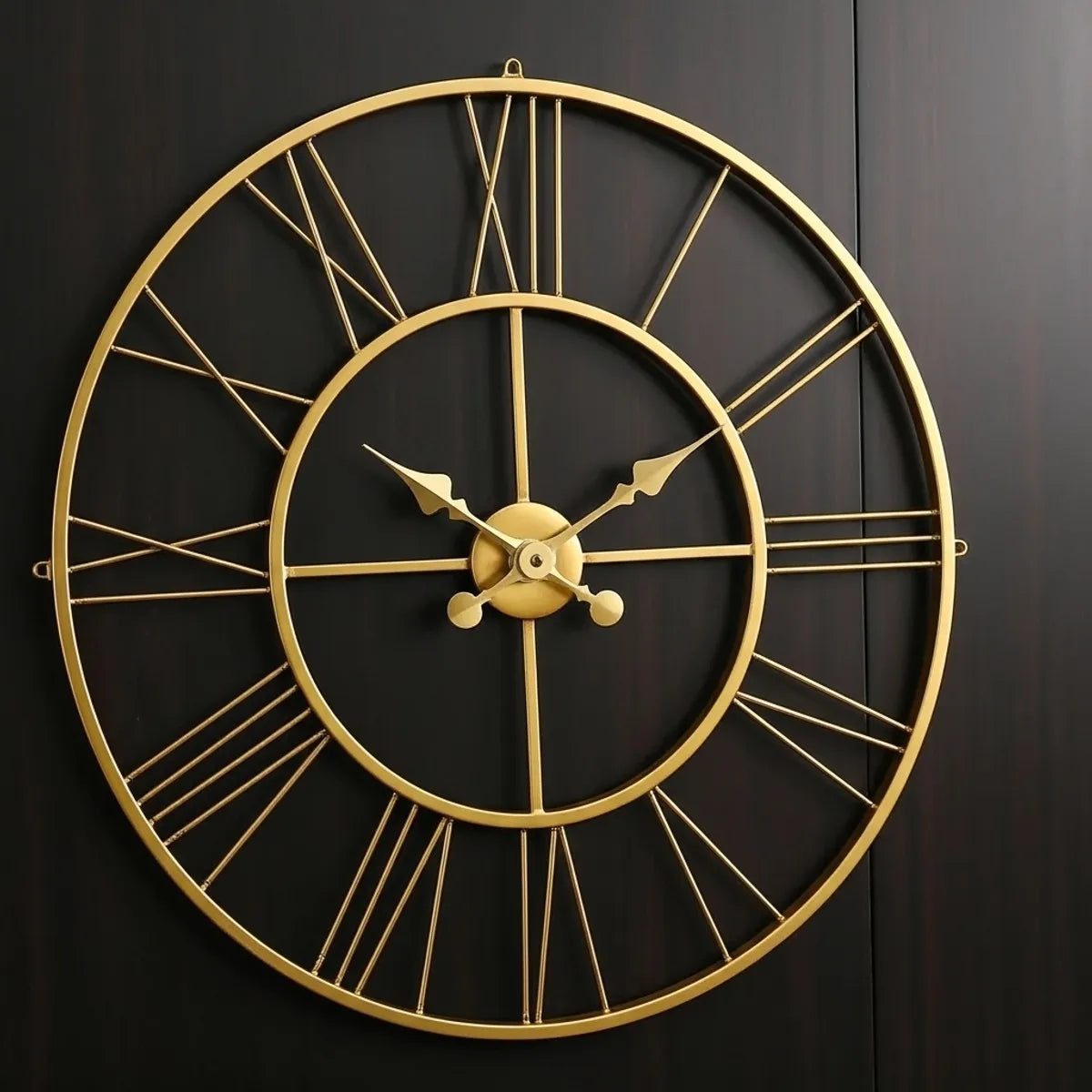 Antique Gold Metal Roman Numeral Wall Clock for Living Room, Large Vintage Round Decorative Wall Clock, Silent Non-Ticking Designer Clock for Home, Bedroom, Hall & Office Décor