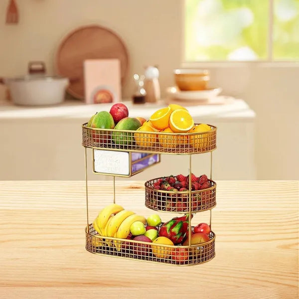 Gold Tierwire Fruit And Vegetable Storage Basket Stand