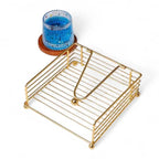 Gold Wire Napkin Holder With Coaster