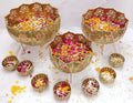Gold Decorative brass Bowl Set With Floral Design