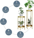 Banjara Decor Gold And Black Two Tier Metal Plant Stand Set Withandfinish