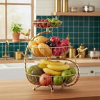 Gold Tierbird Design Fruit Basket Stand