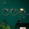 Gold And Black Decorative Metal Ginkgo Leaf Wall Art & Circular Frames