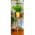 Gold Finishtier Metal Plant Stand With Pot