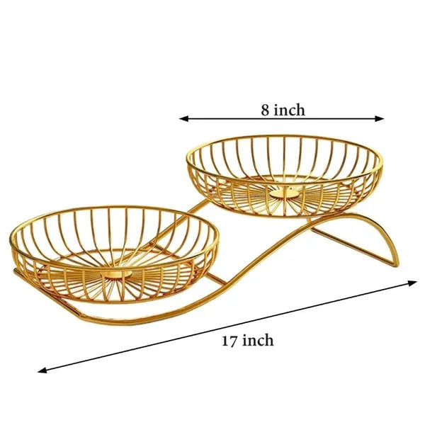 Gold Tierwire Fruit Basket Stand Decorative Serving Bowl