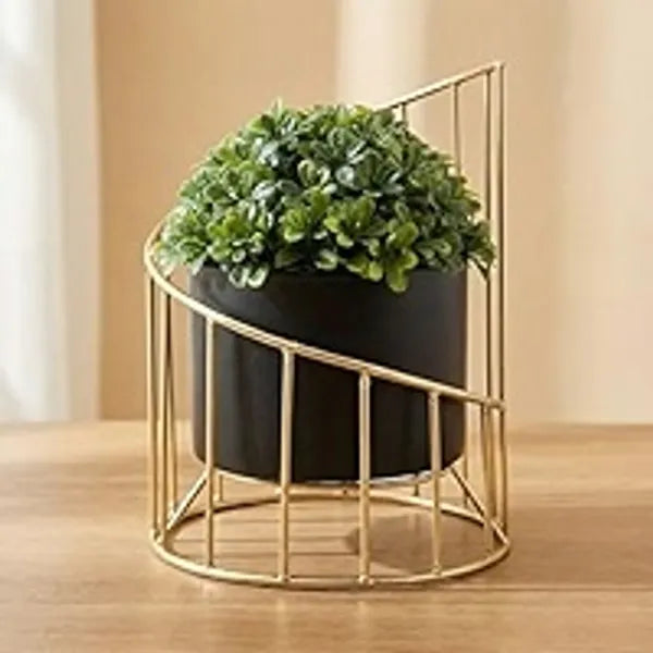 Gold Modernmetal Plant Stand Withplanter Pot Decorative Indoor Tabletop Holder