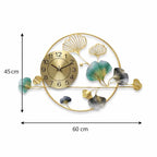 Gold Decorative Wall Clock With Ginkgo Leaf Designframe