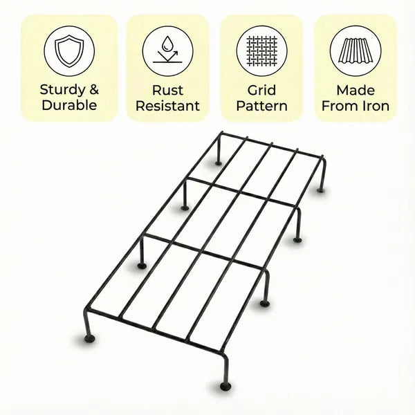 Black Tier metal Plant Stand With Grid Pattern Design