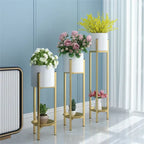 Gold Modern Metal Plant Stands With Circular Holdersfinish