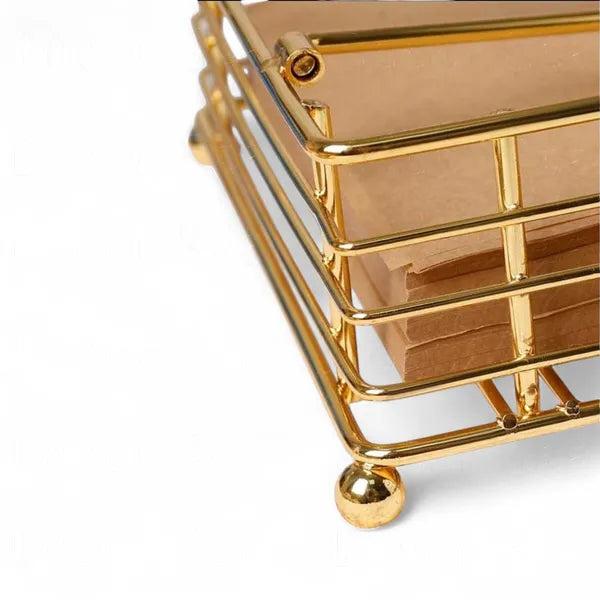 Gold Wire Napkin Holder With Coaster