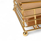 Gold Wire Napkin Holder With Coaster