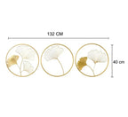 Gold Ginkgo Leaf Metal Wall Art Circles Modern Home Decor
