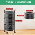 Gold And Teal Tier Rolling Storage Cart With Mesh Baskets And Metal Organizer With Wheels