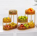Gold Tierwire Fruit Basket Stand With Oval Base