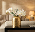 Gold Hammered Metal Flower Vase With Wide Opening