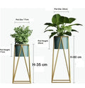 Gold Modern Metal Plant Stand Set With Ceramic Plantersframe