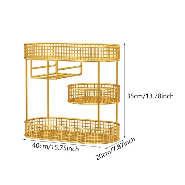 Gold Tierwire Fruit And Vegetable Storage Basket Stand