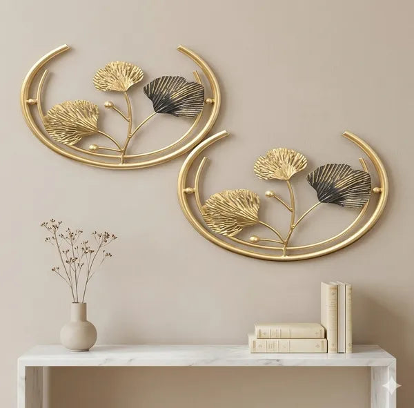 Gold Ginkgo Leaf Metal Wall Art Decor