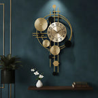 Gold And Black Modern Decorative & Wall Clock With Ornamental Design