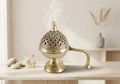 Gold Traditional Brass Incense Burner With Ornate Dome Design