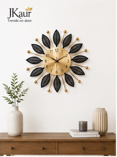 Metal Wall Clock Black | Large 60 CM | Luxury Home Decor Clock for Living Room