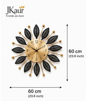 Metal Wall Clock Black | Large 60 CM | Luxury Home Decor Clock for Living Room
