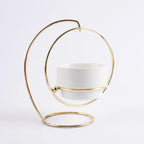 Gold And Black Metal Hanging Planter Stand Withceramic Pot