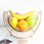 Gold Wire Fruit Basket Stand With Swinging Design