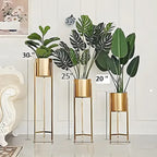 Gold Modern Metal Plant Stand With Cylindrical Pot