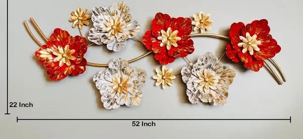Gold Decorative Metal Flower Wall Art Set With accents