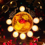 Gold Decorative Brass Diya Set With Floating Flowers And Candles