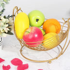 Gold Wire Fruit Basket Stand With Swinging Design