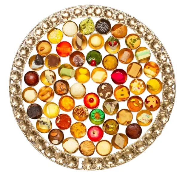 Assorted Miniature Desserts And Sweets Collection In Decorative Tray