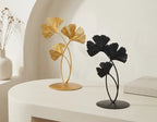 Gold And Black Decorative Ginkgo Leaf Metal Sculpture Showpiece