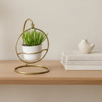 Gold Modern Spherical Hanging Plant Holder Stand Withfinish