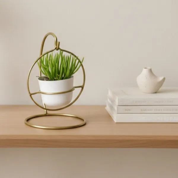 Gold Modern Spherical Hanging Plant Holder Stand Withfinish
