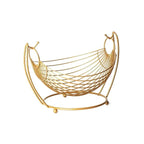 Gold Wire Fruit Basket Stand With Swinging Design
