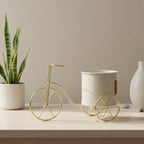 Beige And Green Decorative Metal Tricycle Planter Stand With Potframe