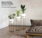 Banjara Decor Gold And White Modernmetal Plant Stands Withceramic Pots